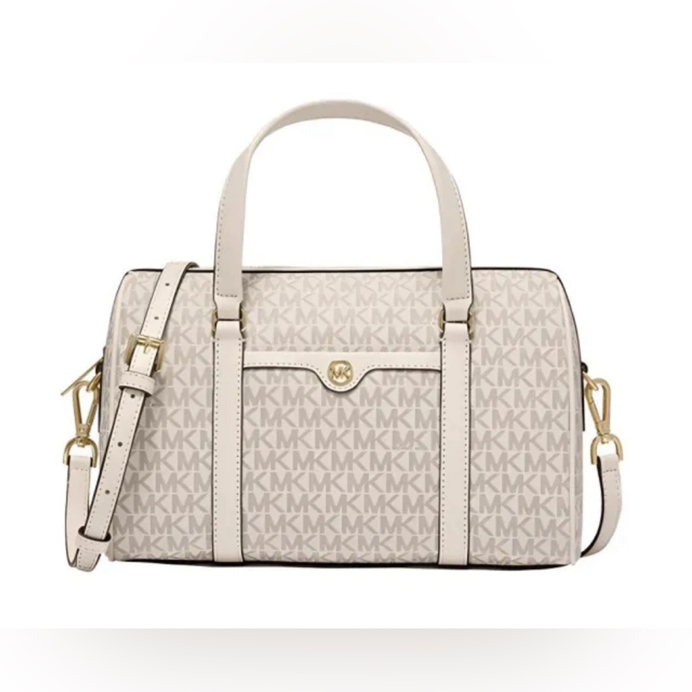 ‼️🔥LOW START🔥‼️ NWT MICHAEL KORS white Jet Set T Medium Signature Logo Duffel